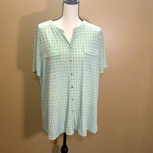 Croft & Barrow Retro green v-neck button down